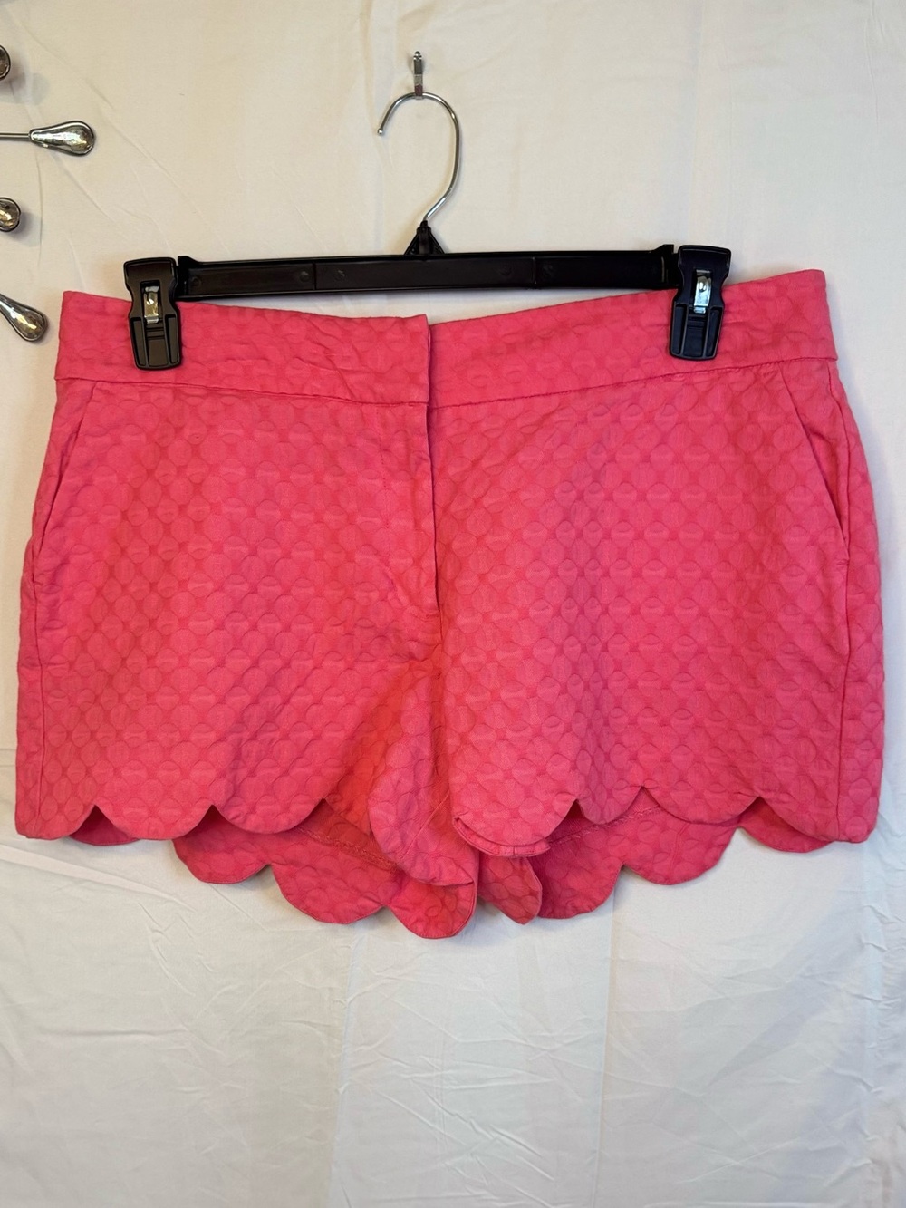 Preppy Fun Pink Scallop Hem Quilted Shorts Size 14P